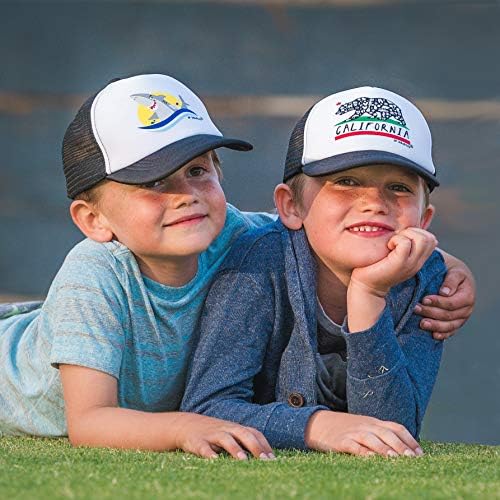 JP Doodles California נושאת כובע דגל כובע משאיות ילדים. כובע גב אחורי בייסבול מתאים לתינוק, פעוט ונוער