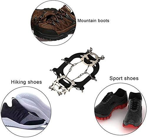 נעליים אנטי-חלקה של UXZDX, ציפורני נירוסטה בני 18 שיניים, המשמשות להליכה בחורף, טיולים רגליים, טיפוס,