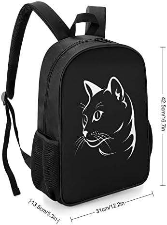פרצוף חתול על תרמילי אופנה שחורים דפוסי תיקים מודפסים תיקים לטיולים לטיול ליוניסקס