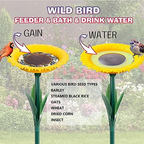 Nerosun Sunflower Bird Feedoor, אמבט ציפורים קטן, קערת מזיני אמבט ציפורים, מגש האכלת ציפורים בצורת פרחים,