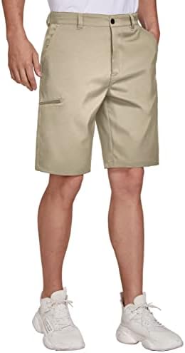 פולי גברים של גולף היברידי שמלת מכנסיים קצרים מקרית צ ' ינו למתוח שטוח קדמי קל משקל מהיר יבש עם כיסים
