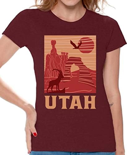 חולצת אישה של יוטה - שרוול קצר - מזכרת חידוש גרפי - מתנת ארהב של UT State