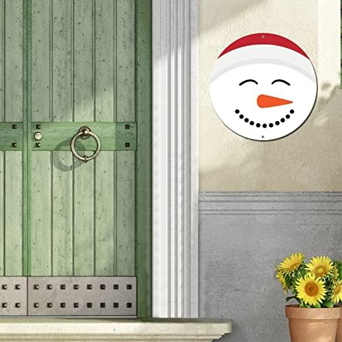 שלט פח מתכת עגולה חג המולד שלג שמח חיוך פנים פנים לחג המולד פוסטר מתכת פוסטר דלת חלודה לוחית שלט לחווה