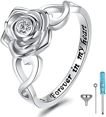 טבעת כדפת פרחי ורדים מחזיקה אהובים אפר 925 שריפת כסף סטרלינג תכשיטי טבעת מזכרת לנשים אמא