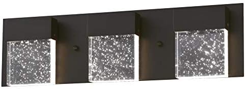 ווסטינגהאוס תאורה 6372600 קאווה השני שלוש-אור, 21-ואט הוביל מקורה קיר מתקן, מט שחור גימור עם בועת זכוכית