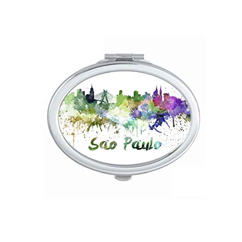 סאו פאולה ברזיל עיר בצבעי מים מראה נייד לקפל יד איפור כפול צד משקפיים