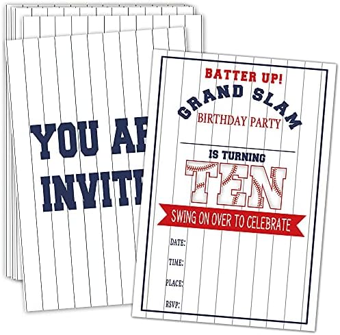 ukebobo הזמנות למסיבת יום הולדת 10 עם מעטפות-הזמנות למסיבת בייסבול של Balt Up, קישוטים למסיבות בייסבול-20