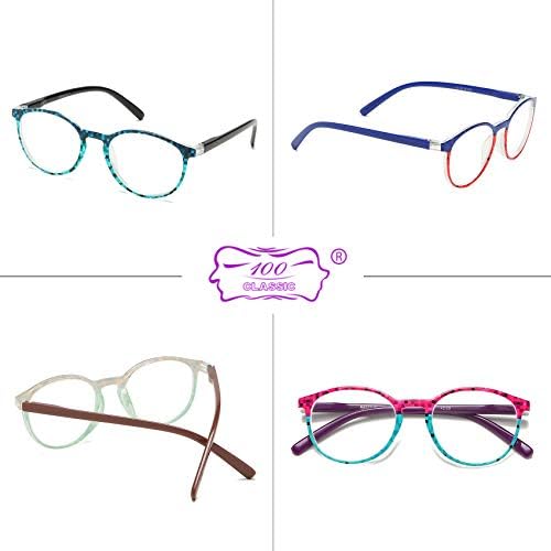 100 קלאסי 4 חבילה קריאת משקפיים נוחות מסגרת קוראי אביב ציר ערך רב קשת צבעים משקפיים לנשים וגברים