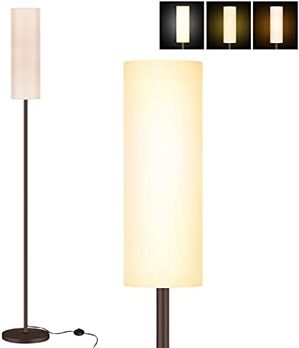 מנורת רצפה ביתית של Kiket, עיצוב מודרני עומד אור עם צל פשתן, מנורה גבוהה לסלון/חדר שינה/חדר לימוד/משרד