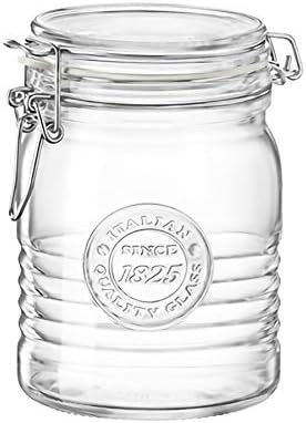 Bormioli Rocco Officina 1825 צנצנת אחסון זכוכית עם מכסה קליפ אטום - 750 מל