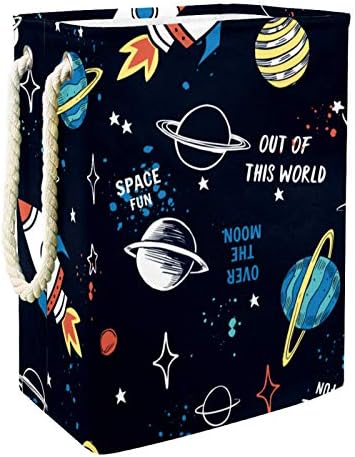קריקטורה כיף רקטות חלל כוכב כוכבים גדול כביסת עמיד למים מתקפל בגדי סל סל בגדי צעצוע ארגונית, בית תפאורה