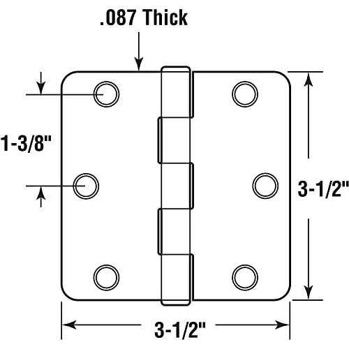 מוצרי קו ראשוני U 11505712 ציר דלתות ציר חלק מגורים, 3-1/2 אינץ '. X 3-1/2 אינץ' עם 1/4 אינץ מד
