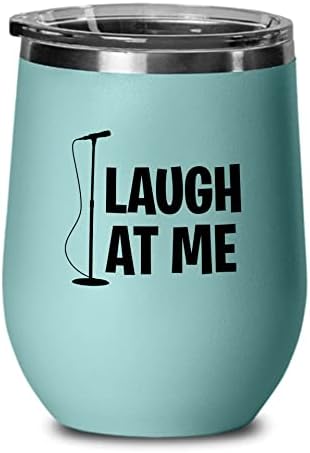 סטנד -אפ קומיקאי מהדורה ורודה מהדורה יין כוס 12oz - צחוק עלי - קומדיה בדיחות קומיקס צלייה קו אגרוף פתוח