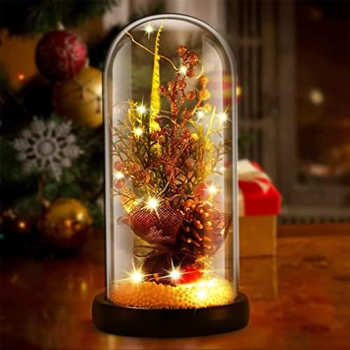 קישוטים לחג המולד מתנות קלות, עץ מלאכותי עם אור LED צבעוני נמשך אהבה בכיפת זכוכית, המתנה הטובה ביותר
