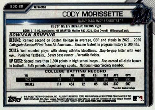 2021 Bowman Chrome Refractor BDC-88 Cody Morissette RC טירון מיאמי מרלינס MLB כרטיס מסחר בייסבול