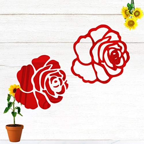 עיצוב קריסטל Valiclud 2 יחידות פרח ורד מדבקות קיר מראה אקריליק מדבקות אריחי מראה אריחי אריחי אריחי אריחים