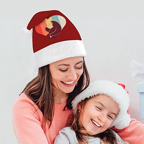 רטרו לב עצלן חג המולד כובע סנטה כובע עבור יוניסקס מבוגרים נוחות קלאסי חג המולד כובע עבור מסיבת חג המולד