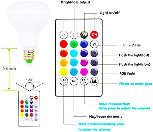 אור חכם רמקול מוסיקה רמקול שינוי צבע מנורת מקלחת ראש עם מרחוק עבור סלון חדר אמבטיה