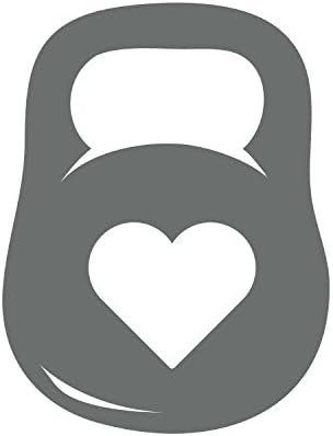 Kettlebell + Heart - 2 מדבקות ויניל חותכות אפורות רחבות - עבור MacBook, CAR, מחשב נייד או כל דבר אחר!