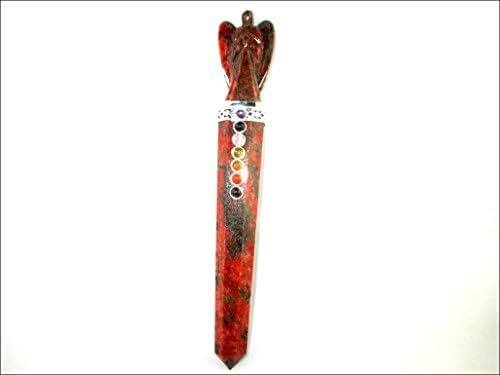 סילון unakite Angel Chakra Stick Stick בערך. 5-5.5 אינץ 'מנוסה מנקה מנקה מתוכנת מקל טהור חוברת חוברת