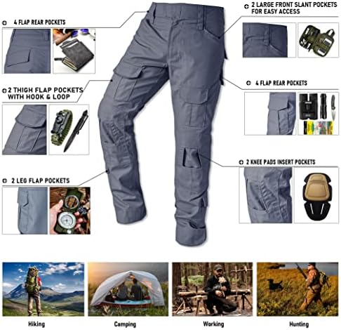 מכנסי מטען טקטיים של Ocanxue מכנסי מטען לגברים מכנסי טיול חיצוניים מכנסי עבודה קרעים מכנסיים מרובי כיסים