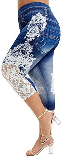 חותלות תחרה של Meymia לנשים בקרת בטן מותניים גבוהה בקאפרי חותלות קצוצות בתוספת מכנסי יוגה בגודל גודל
