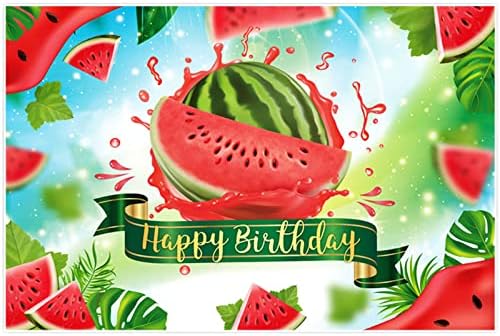 מצחיק 68 איקס 45 אבטיח יום הולדת רקע קיץ 1 יום הולדת אחד ב אבטיח מסיבת באנר פירות עלים טרופיים רקע עוגת