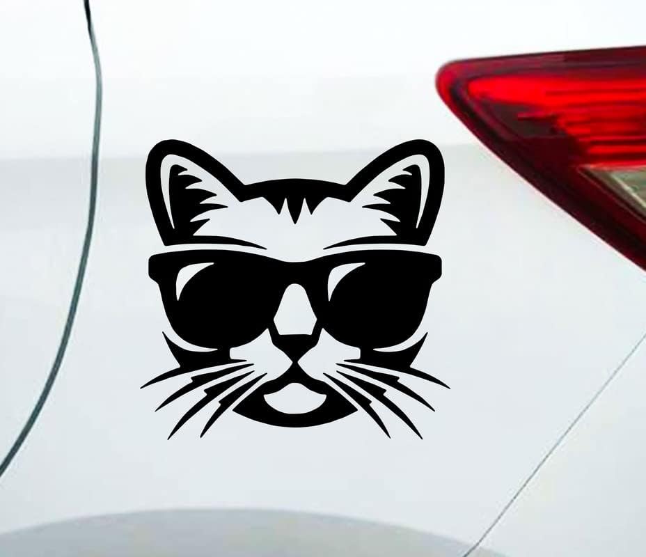 חתול פצצה דביק עם משקפי שמש ויניל מדבקות סמים פראיות מדבקות ויניל מדבקה פרימיום איכות ויניל שחור למשאית