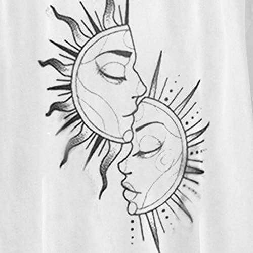 נשים קיץ חולצות, חולצות לנשים גרפי בציר שמש & ירח מודפס מזדמן קצר שרוול טי קיץ חולצות חולצה טוניקה