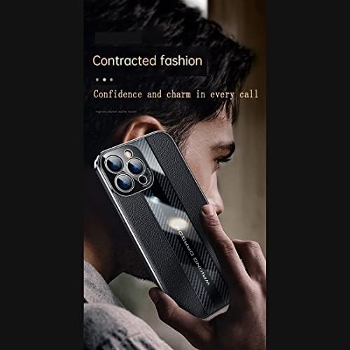 לונו טלפון מכסה עור עור + מארז סיבי פחמן מעוצב תואם ל- vivo iqoo 8 pro עם הגנה על מצלמה, גוף מלא אגן