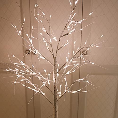 עץ ליבנה לבן לחג המולד עם אורות קישוט עץ מיני נוריות LED לבנות חמות אור USB קישוט שולחן