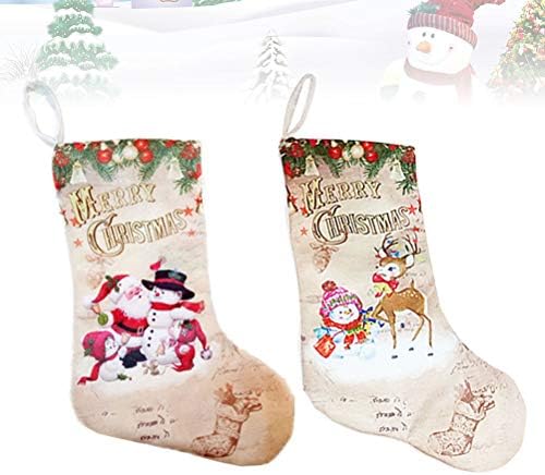 DOITOOL 2 PCS גרבי חג המולד תלויים תליון שלג מגרבי חג המולד גרביים לעיצוב (איש שלג בסגנון סטייל וסגנון