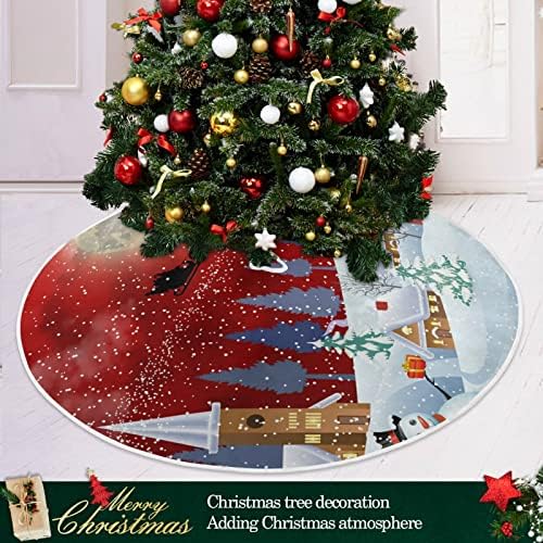חג המולד של סנטה שלג ירח חצאית עץ חג המולד 36 אינץ 'תפאורה ביתית לחצאית עץ חג המולד מחצלת קישוטים לחג