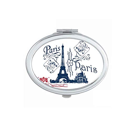 אייפל מגדל צרפת פריז קו ציור מראה נייד לקפל יד איפור כפול צד משקפיים