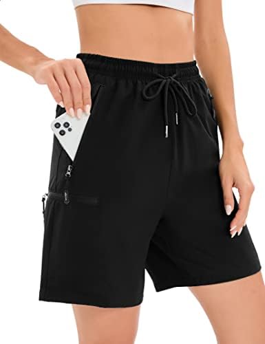 מכנסי הליכה של קוג'וין נשים עם כיסי רוכסן, קרם הגנה יבש קלים משקל קלים מכנסי מטען מכנסיים קצרים