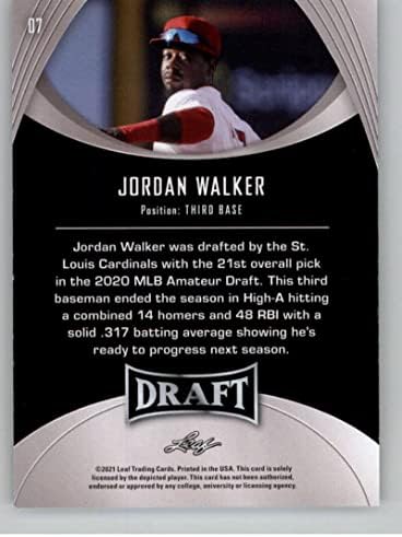2021 דראפט עלים זהב 7 Jordan Walker RC טירון מסחר בייסבול