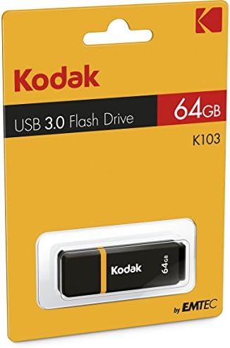 Kodak Ekmmd64GK103 - כונן USB 3.2/3.1/3.0-64 GB, 64 GO - סרייה קלאסית - דגם K100 - מעטפת מחצלת שחורה
