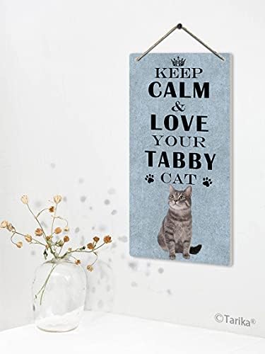 שמור על רגוע ואהב את טאבי קאטבי חתול רטרו רטרו עץ ציבורי שלט תלייה דקורטיבית לגדר דלת הביתית לוחות קיר