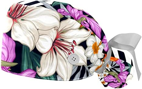 כובע העבודה של נשים עם כפתורים עם כפתורים קושרים פרחים אסתטיים אחורי