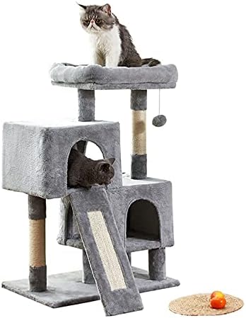 חתול מגדל, 34.4 סנטימטרים חתול עץ עם גירוד לוח, 2 יוקרה דירות, חתול טיפוס עץ, יציב וקל להרכיב, עבור