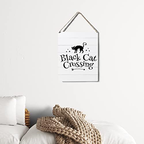 חציית חתול שחור שלט חווה בית חווה עץ שלט פלאק קיר תלייה יצירות אמנות 10 x8 קישוט ביתי מושלם