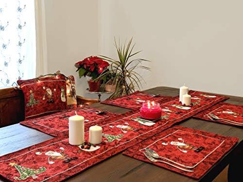 Tache Here מגיע סנטה קלאוס עתיק וינטג 'ערב חג המולד עונת החגים המסורתית של רצים שולחן שולחן שטיח ארוג