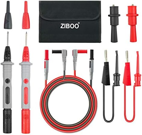 Ziboo Kit-11 ערכת מובילים לבדיקת מולטימטר עם כיס 3 לימות, קטעי תנין ובדיקת בוכנה מיני ווים בדיקות בדיקות