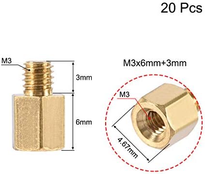 uxcell m3x7mm+3 ממ פליז גבר-נקבה משושה PCB Spacer Spacer Spacer for fpv drone quadcopter, מחשב ומעגל