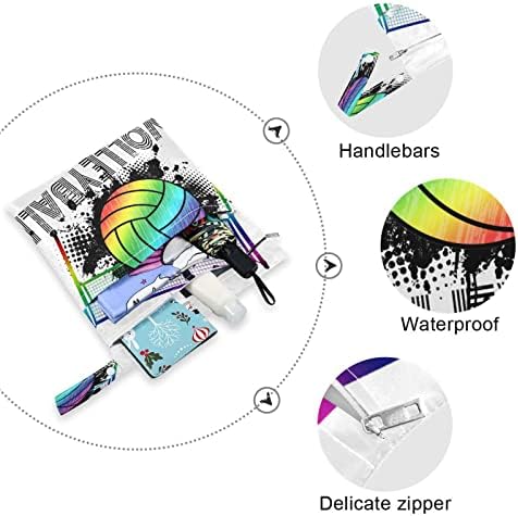 פוסטר כדורעף כדור כדורעף שקית יבש רטובה 2 חבילה עם רוכסן, שקית חיתול בד מארגן שקית אטום למים תיק רטוב