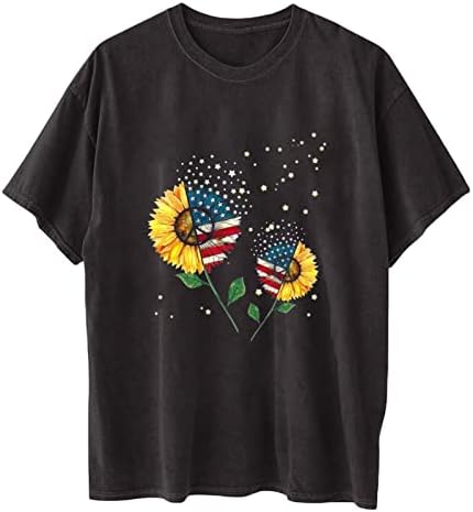 חולצות דגל אמריקה חולצות דגל אמריקאי 4 ביולי ארהב חולצה פטריוטית לנשים חולצת חולצת טריקו שרוול קצר מזדמן