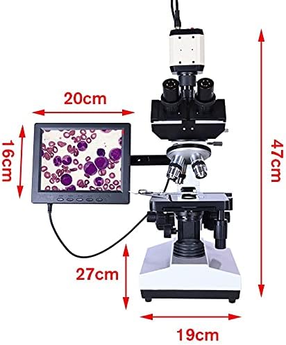 מעבדה מקצועית מיקרוסקופ טרינוקולרי ביולוגי זום פי 2500 + מצלמה דיגיטלית דיגיטלית + 8 אינץ