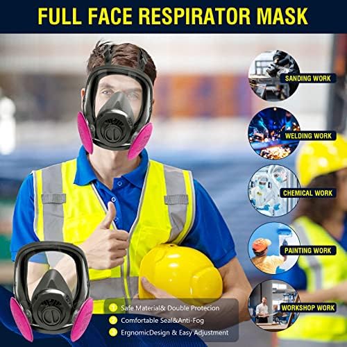 לשימוש חוזר גדול מלא פנים מסכת הנשמה-פנים כיסוי גז מסכה עם 4 יחידות 2097 מסננים נגד ערפל נגד אורגני