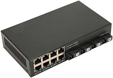 מתג רשת Zyyini Ethernet, 10 100 1000M RJ 45 יציאות 12 יציאות מצב יחיד ממיר מדיה סיבים יחיד