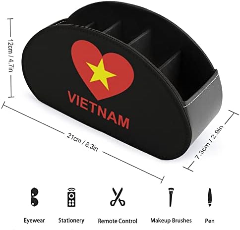 אהבת וייטנאם טלוויזיה שלט רחוק מחזיק עם 5 תאים עור מפוצל תיבת אחסון ארגונית עבור ציוד משרדי